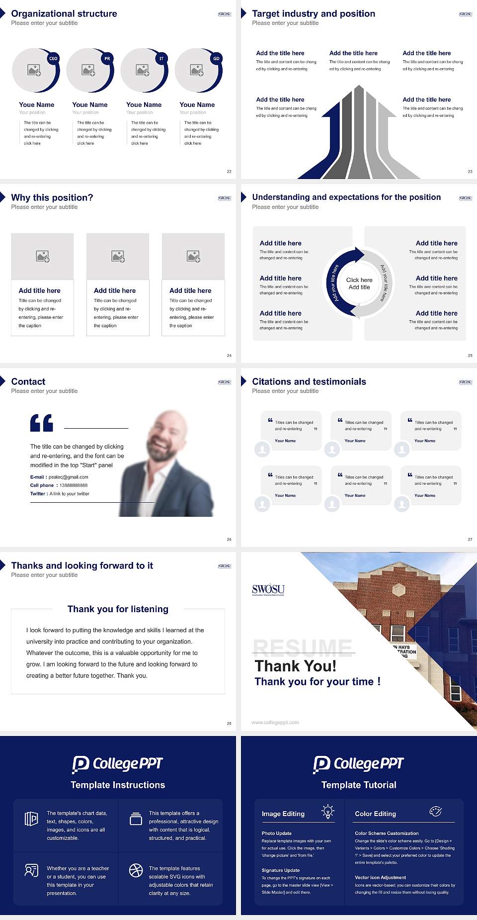 Southwestern Oklahoma State University Resume PPT Template4:3 ratio PPT effect preview image4