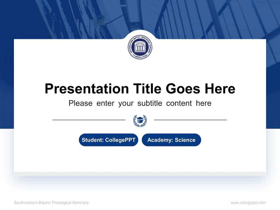 Southwestern Baptist Theological Seminary National Scholarship Defense PPT Template4:3 ratio PPT effect preview image4