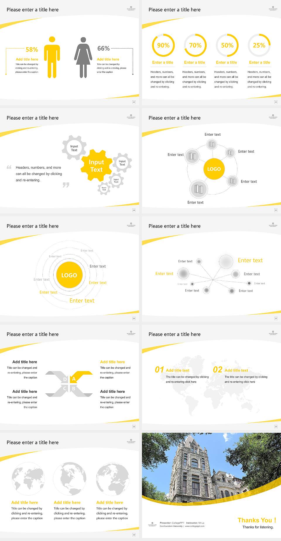Southwestern University Course/Courseware Creation PPT Template4:3 ratio PPT effect preview image4