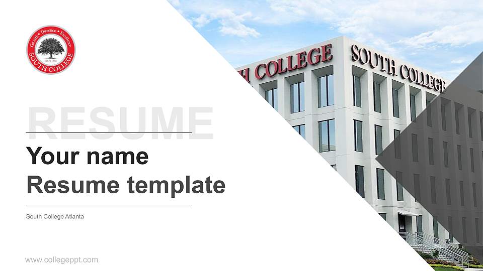 South College Atlanta Resume PPT Template16:9 ratio PPT effect preview image