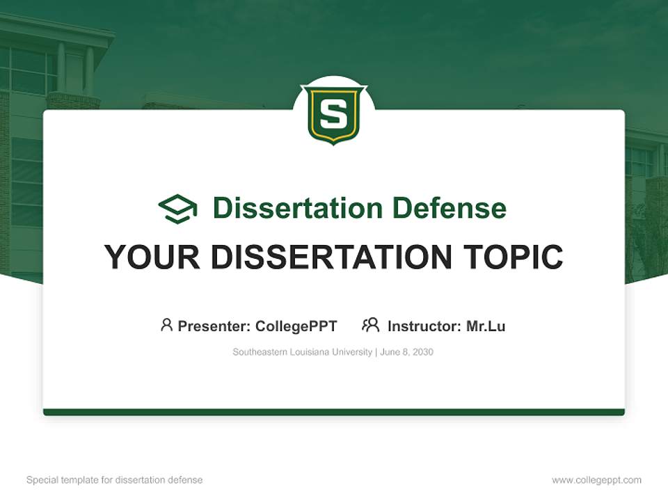 Southeastern Louisiana University Graduation Thesis Defense PPT Template4:3 ratio PPT effect preview image7