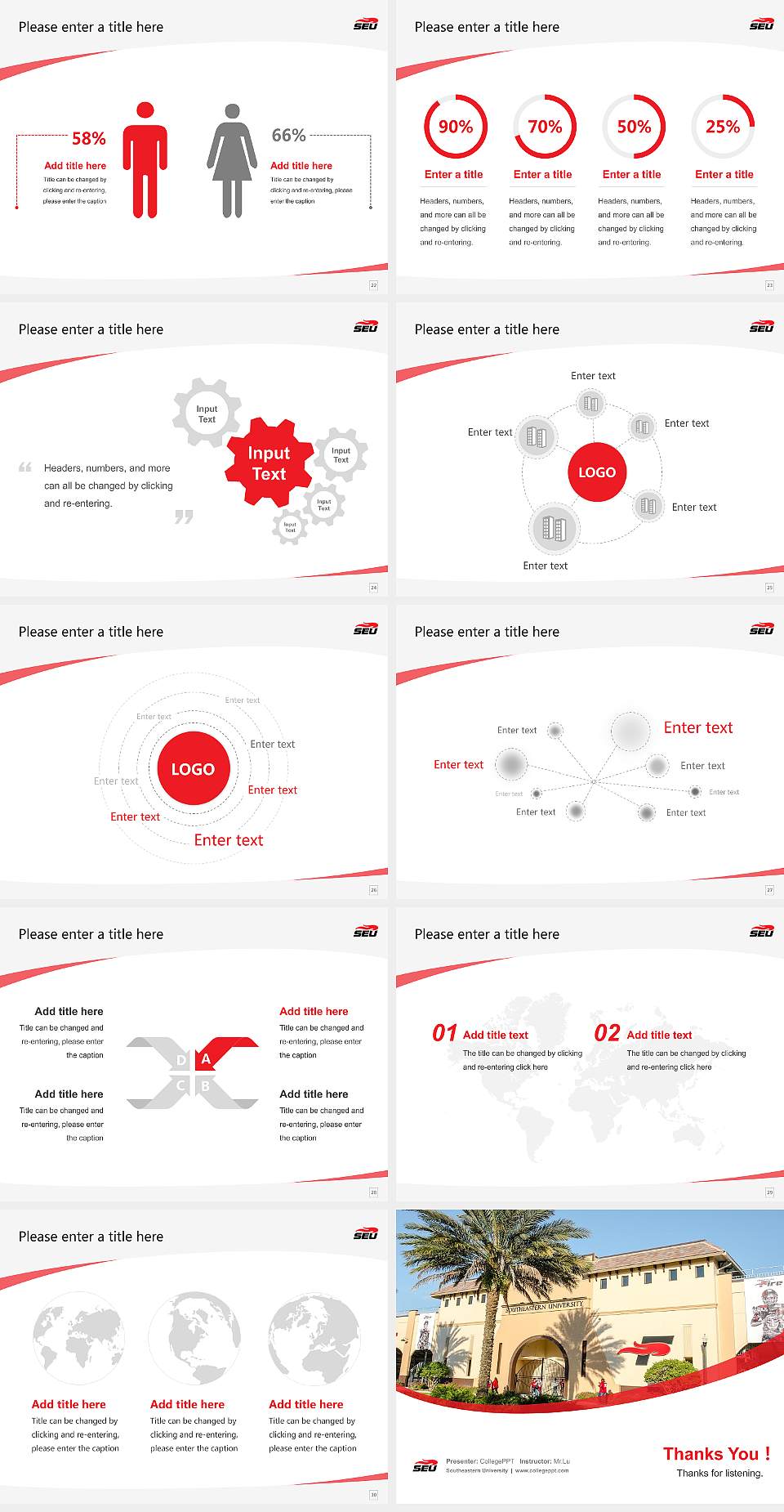 Southeastern University Course/Courseware Creation PPT Template4:3 ratio PPT effect preview image4