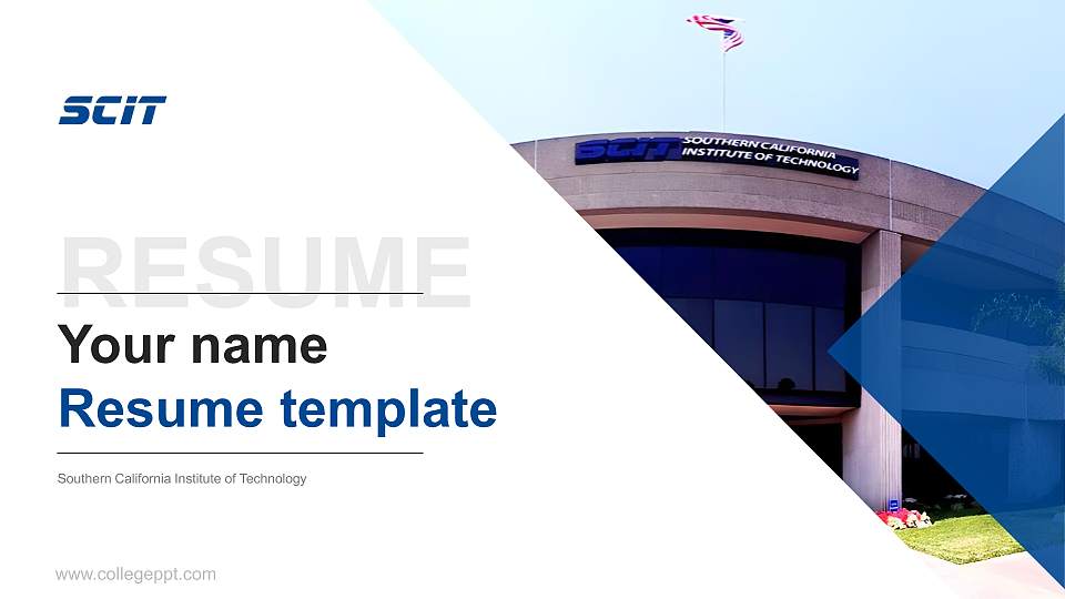 Southern California Institute of Technology Resume PPT Template16:9 ratio PPT effect preview image