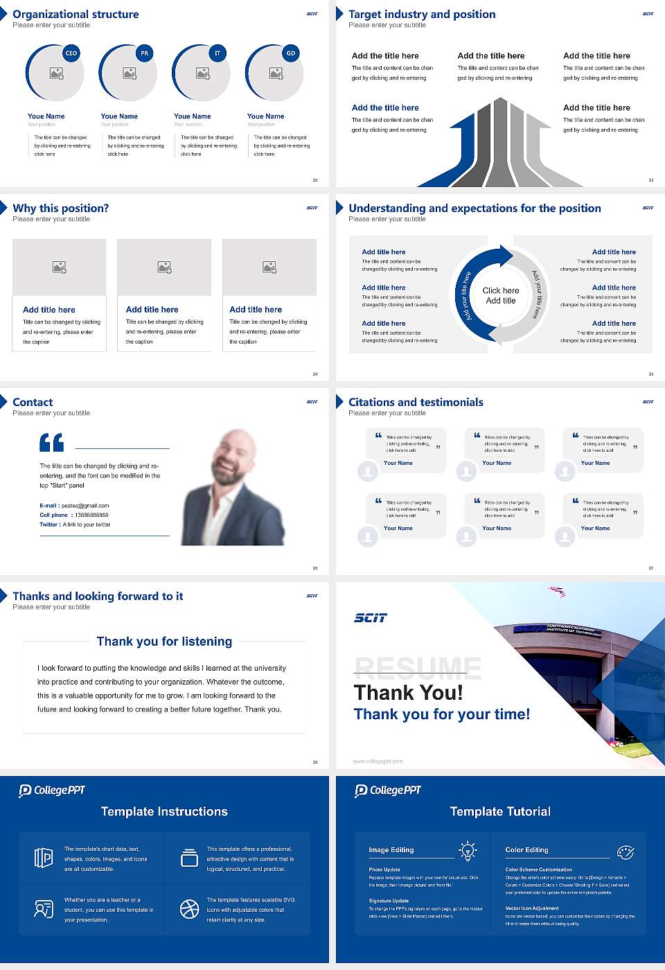 Southern California Institute of Technology Resume PPT Template16:9 ratio PPT effect preview image4