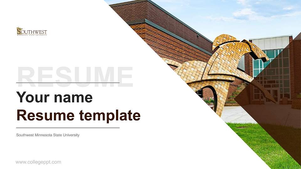 Southwest Minnesota State University Resume PPT Template16:9 ratio PPT effect preview image
