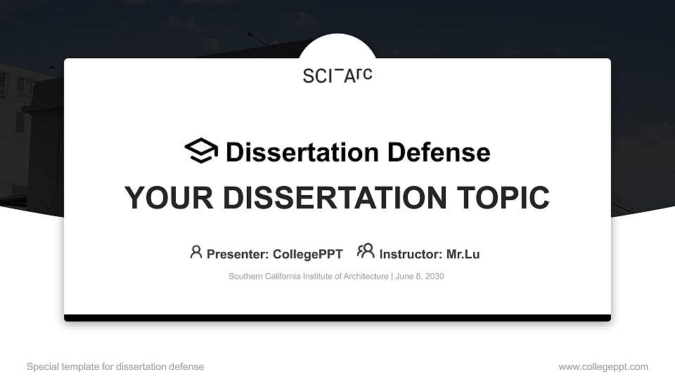 Southern California Institute of Architecture Graduation Thesis Defense PPT Template16:9 ratio PPT effect preview image