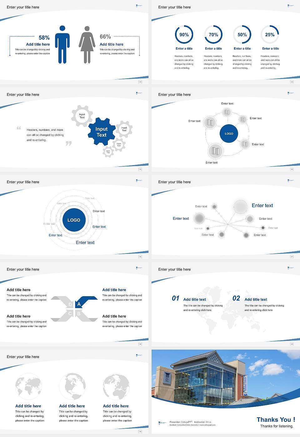 Southern Connecticut State University Course/Courseware Creation PPT Template16:9 ratio PPT effect preview image4