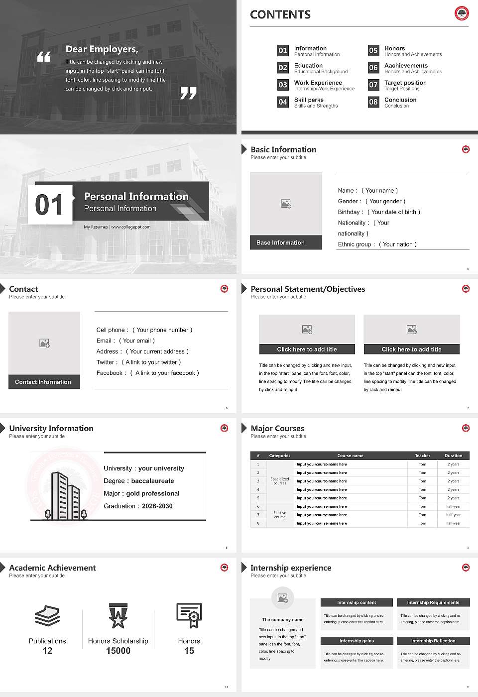 South College Asheville Resume PPT Template16:9 ratio PPT effect preview image2