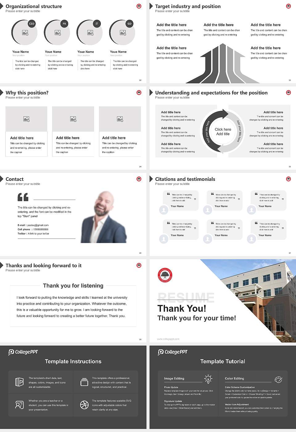 South College Asheville Resume PPT Template16:9 ratio PPT effect preview image4