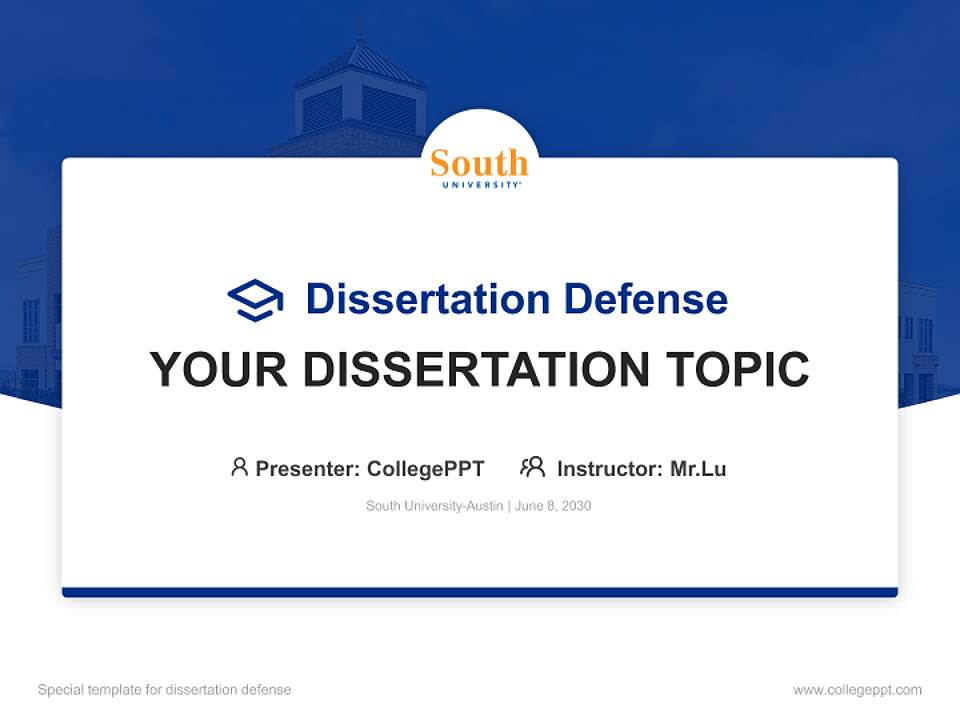 South University-Austin Graduation Thesis Defense PPT Template4:3 ratio PPT effect preview image7