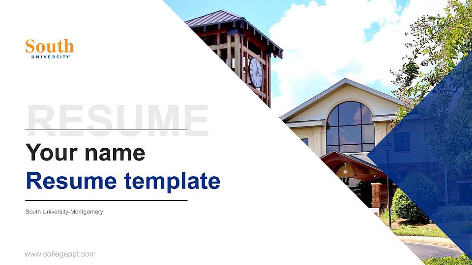 South University-Montgomery Resume PPT Template16:9 ratio PPT effect preview image
