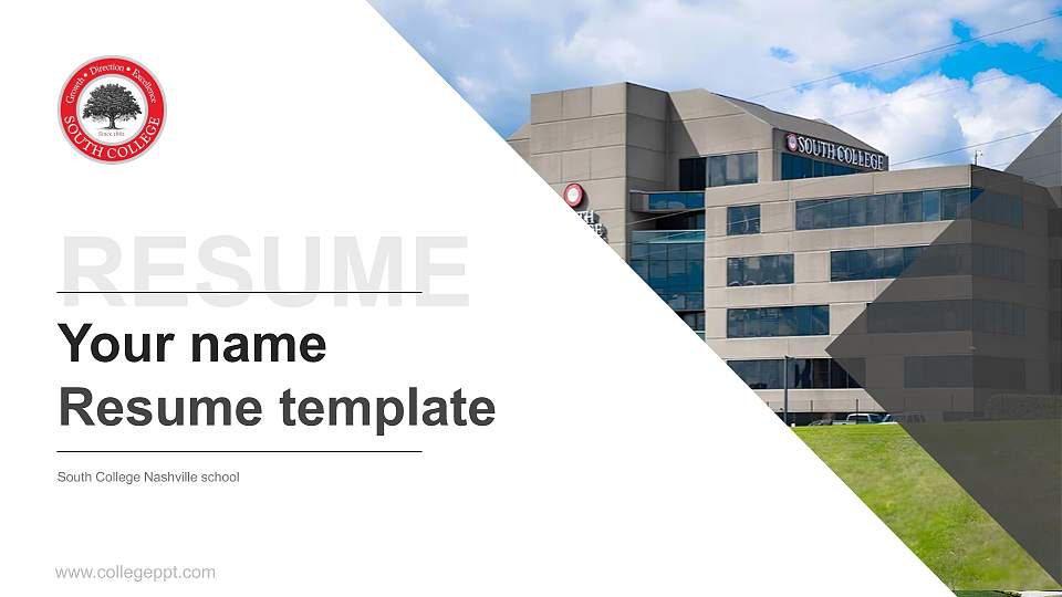 South College Nashville school Resume PPT Template16:9 ratio PPT effect preview image