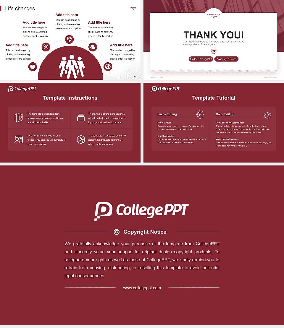 Springfield College National Scholarship Defense PPT Template16:9 ratio PPT effect preview image4