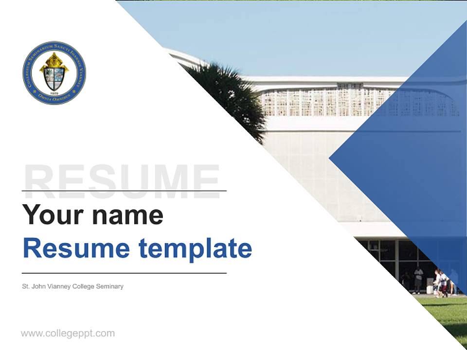 St. John Vianney College Seminary Resume PPT Template4:3 ratio PPT effect preview image5