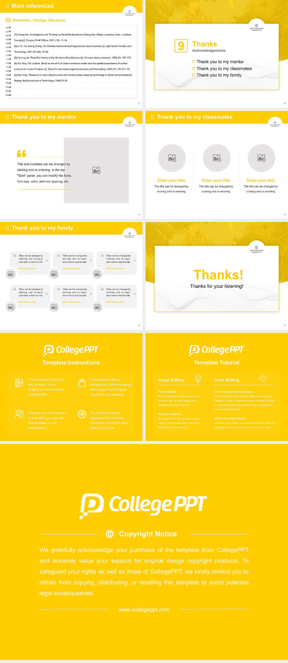 Southwestern University Graduation Thesis Defense PPT Template4:3 ratio PPT effect preview image7