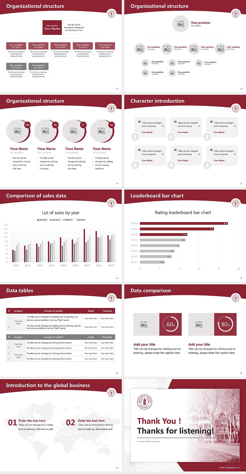 Southern Virginia University Academic Presentation/Research Findings Report PPT Template4:3 ratio PPT effect preview image4