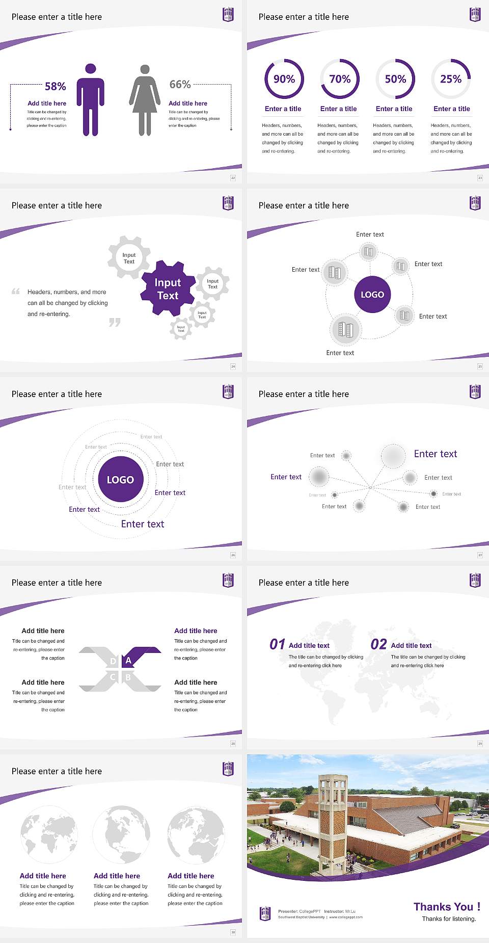 Southwest Baptist University Course/Courseware Creation PPT Template4:3 ratio PPT effect preview image4