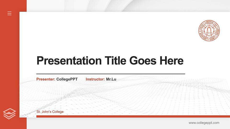 St. John’s College Thesis Proposal/Graduation Defense PPT Template16:9 ratio PPT effect preview image