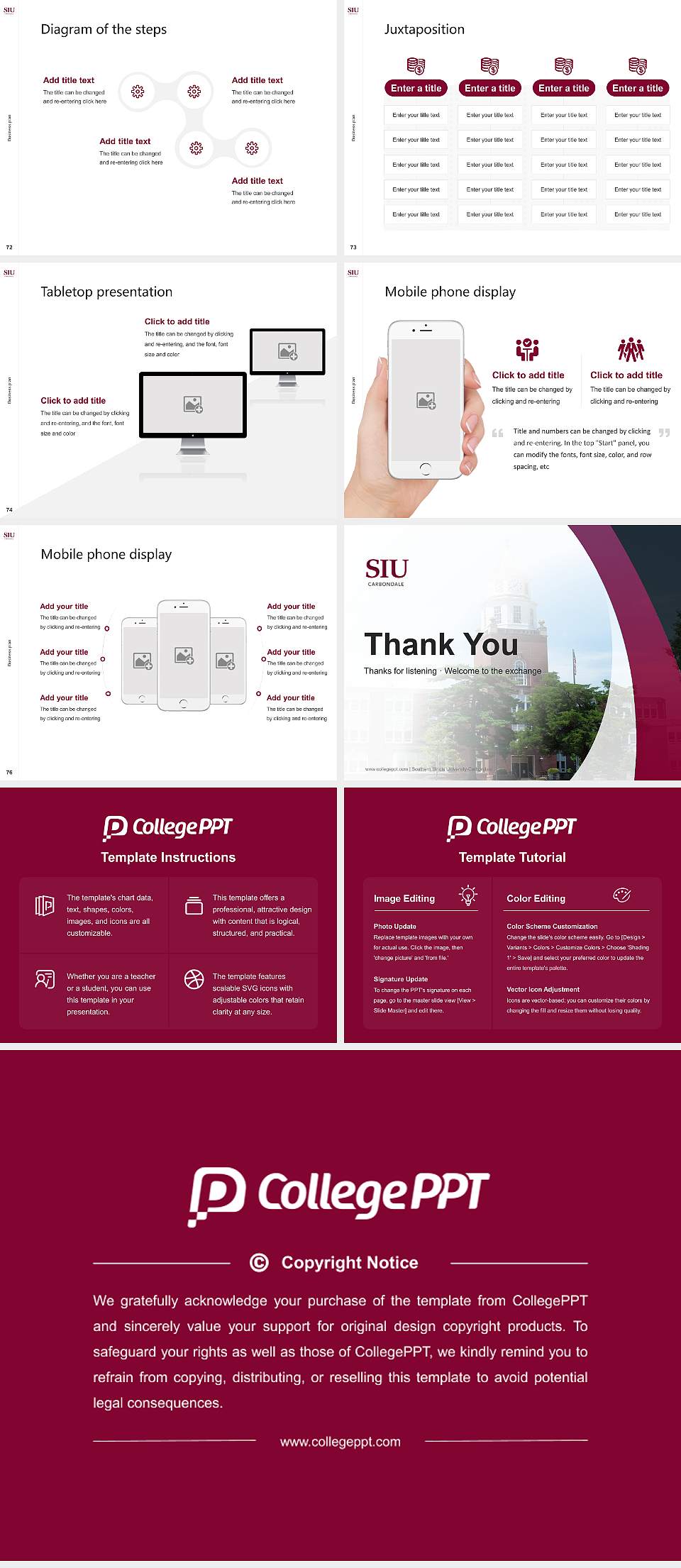 Southern Illinois University-Carbondale Competition/Entrepreneurship Contest PPT Template4:3 ratio PPT effect preview image9