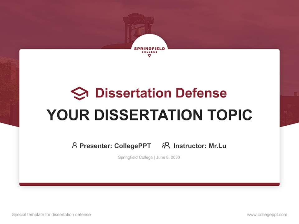 Springfield College Graduation Thesis Defense PPT Template4:3 ratio PPT effect preview image7
