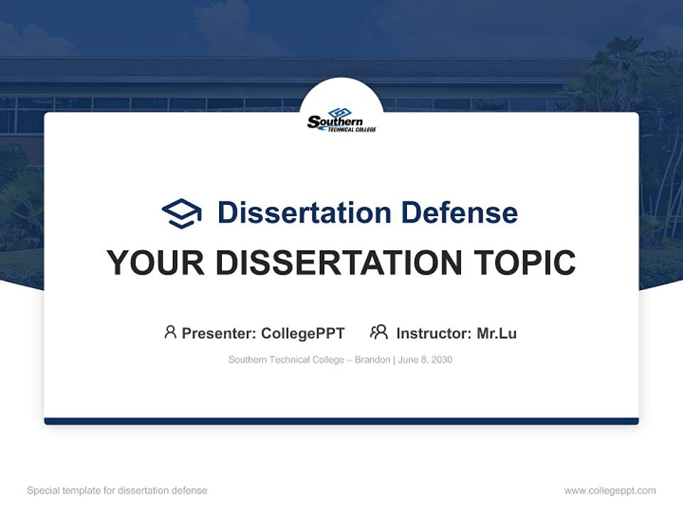 Southern Technical College – Brandon Graduation Thesis Defense PPT Template4:3 ratio PPT effect preview image7