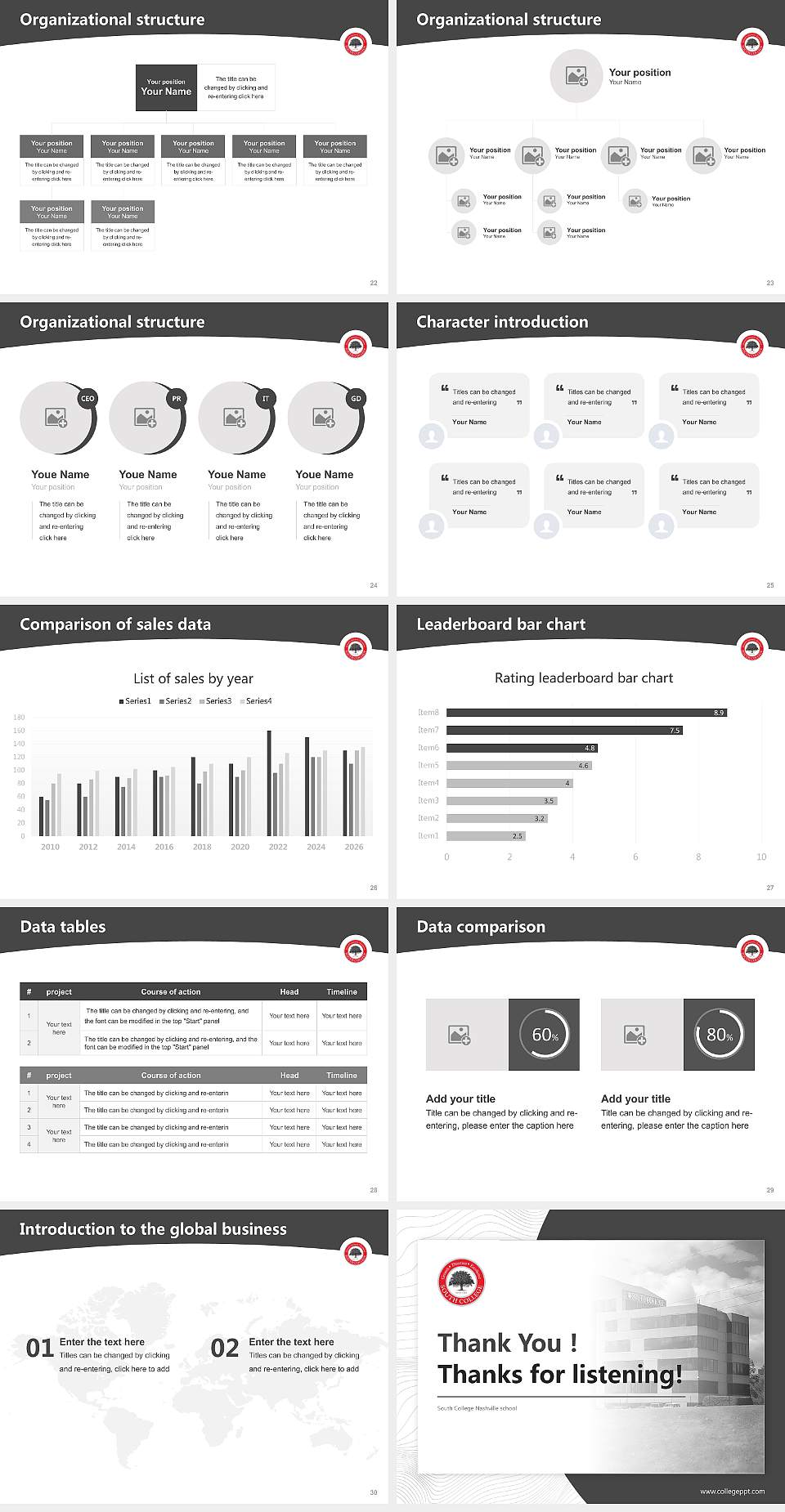 South College Nashville school Academic Presentation/Research Findings Report PPT Template4:3 ratio PPT effect preview image4