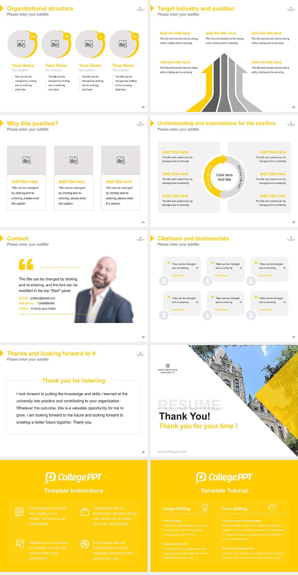 Southwestern University Resume PPT Template4:3 ratio PPT effect preview image4