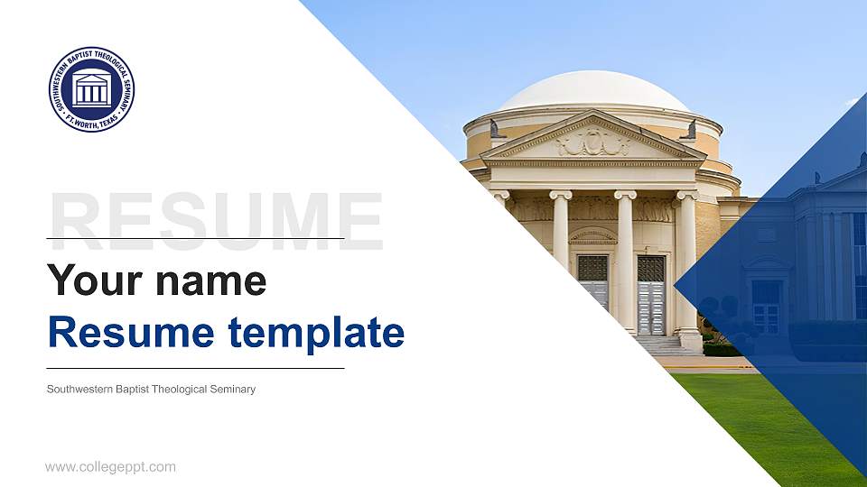 Southwestern Baptist Theological Seminary Resume PPT Template16:9 ratio PPT effect preview image