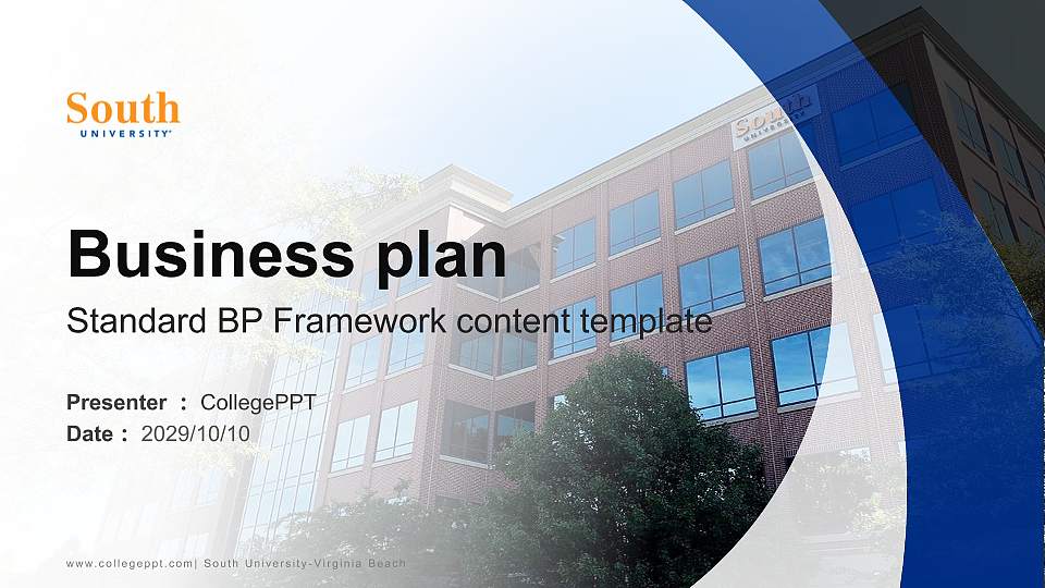 South University-Virginia Beach Competition/Entrepreneurship Contest PPT Template16:9 ratio PPT effect preview image