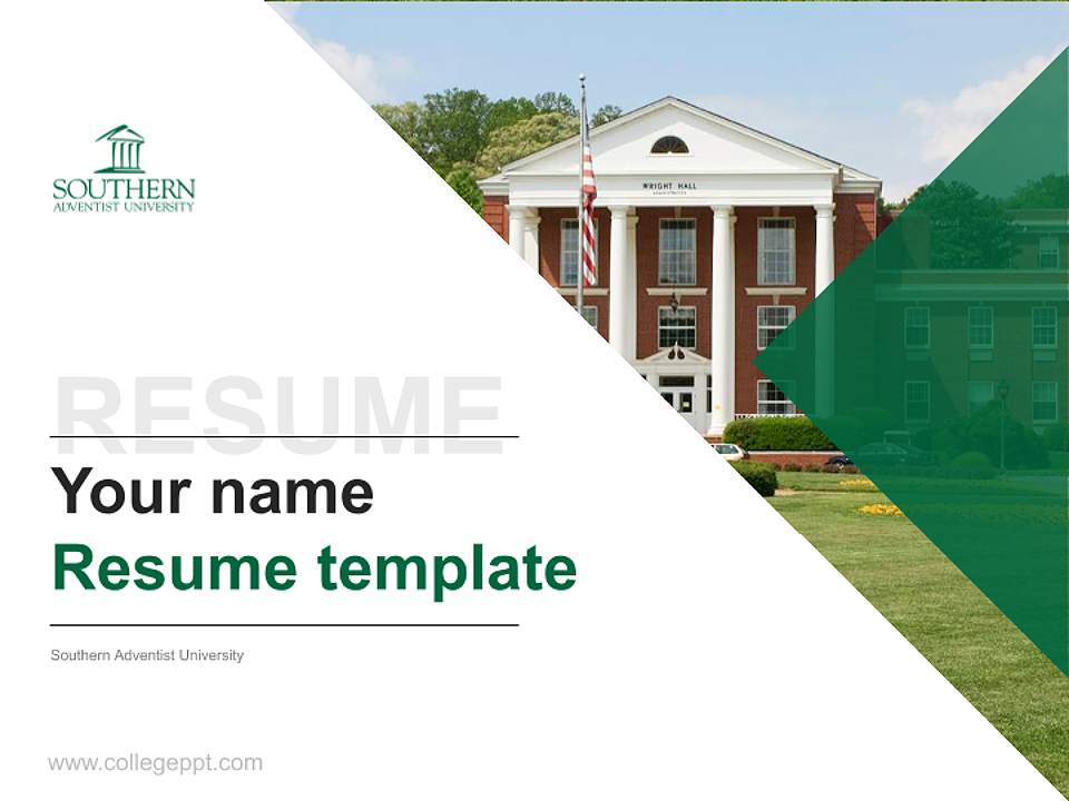 Southern Adventist University Resume PPT Template4:3 ratio PPT effect preview image5