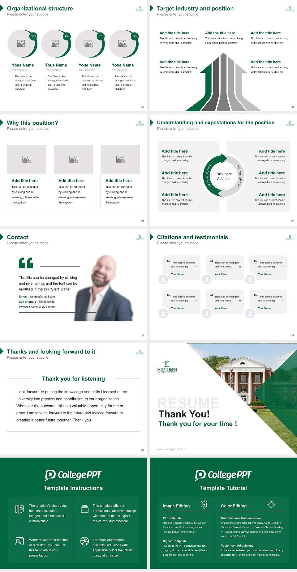 Southern Adventist University Resume PPT Template4:3 ratio PPT effect preview image4