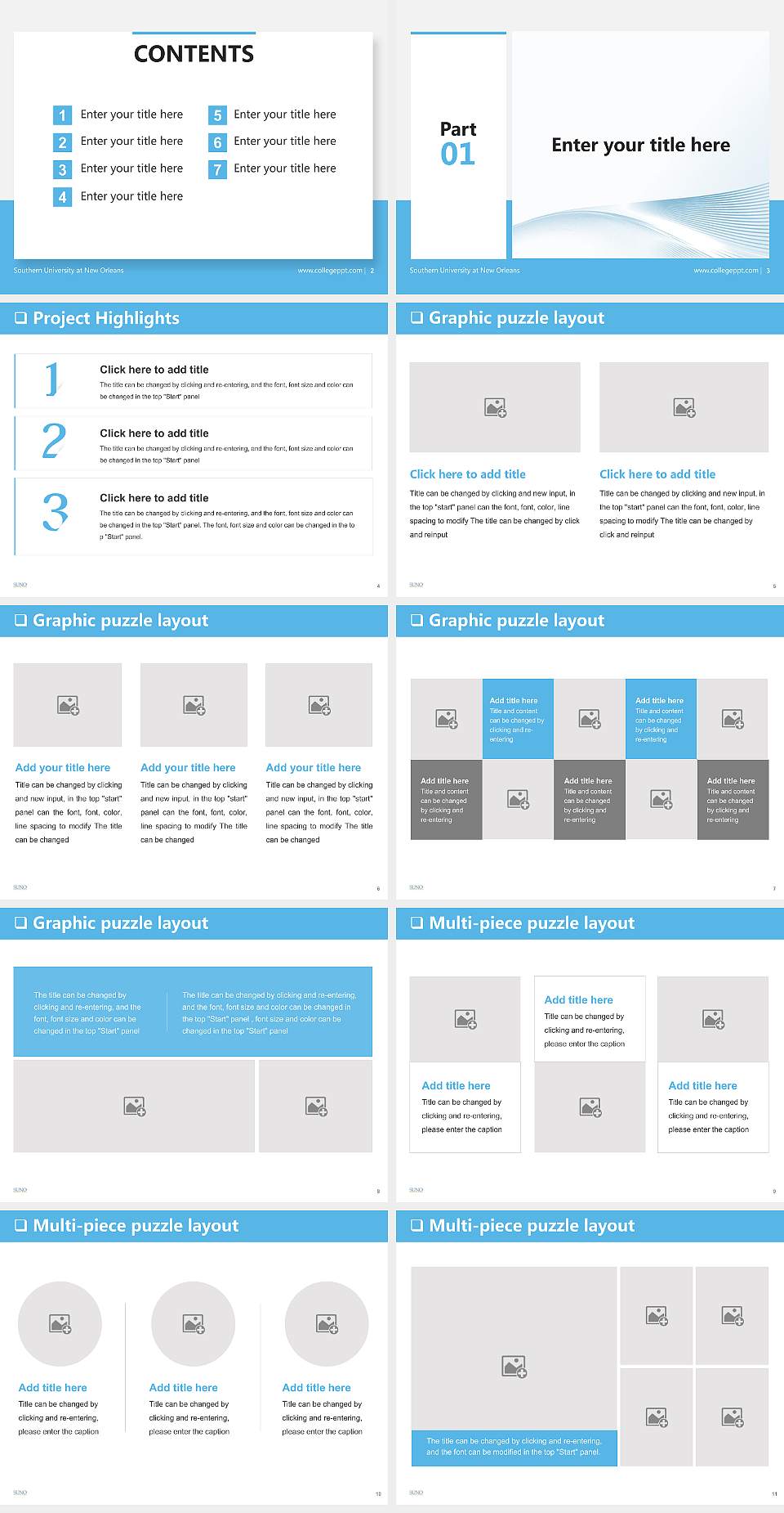 Southern University at New Orleans General Purpose PPT Template4:3 ratio PPT effect preview image2