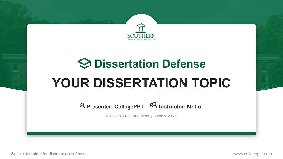 Southern Adventist University Graduation Thesis Defense PPT Template16:9 ratio PPT effect preview image
