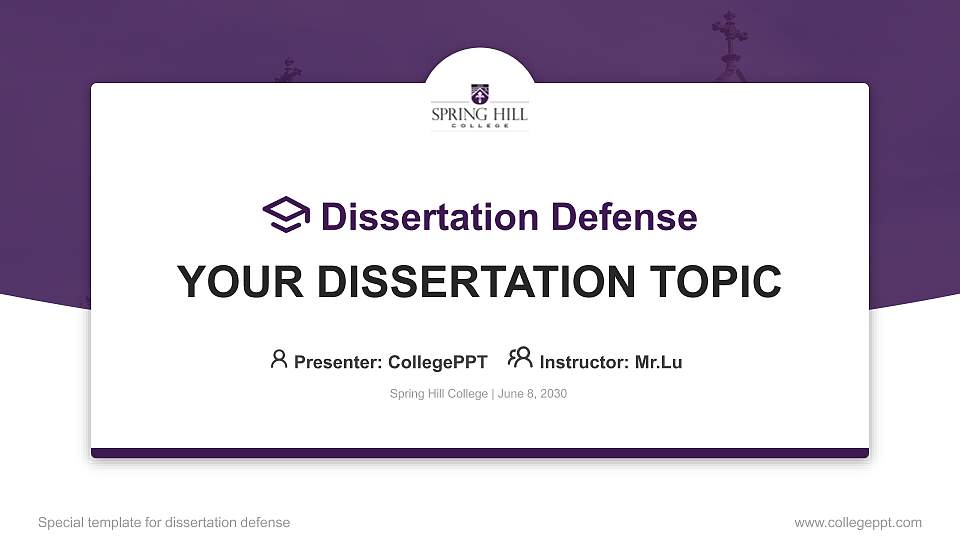Spring Hill College Graduation Thesis Defense PPT Template16:9 ratio PPT effect preview image