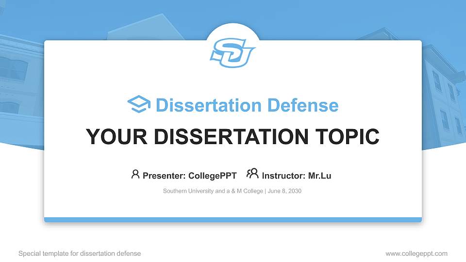 Southern University and a & M College Graduation Thesis Defense PPT Template16:9 ratio PPT effect preview image