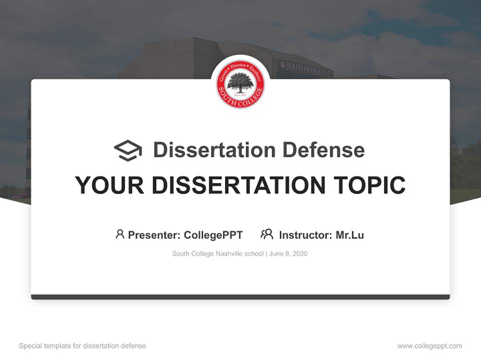 South College Nashville school Graduation Thesis Defense PPT Template4:3 ratio PPT effect preview image7
