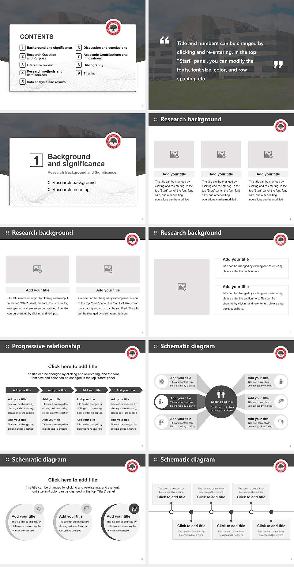 South College Nashville school Graduation Thesis Defense PPT Template4:3 ratio PPT effect preview image2