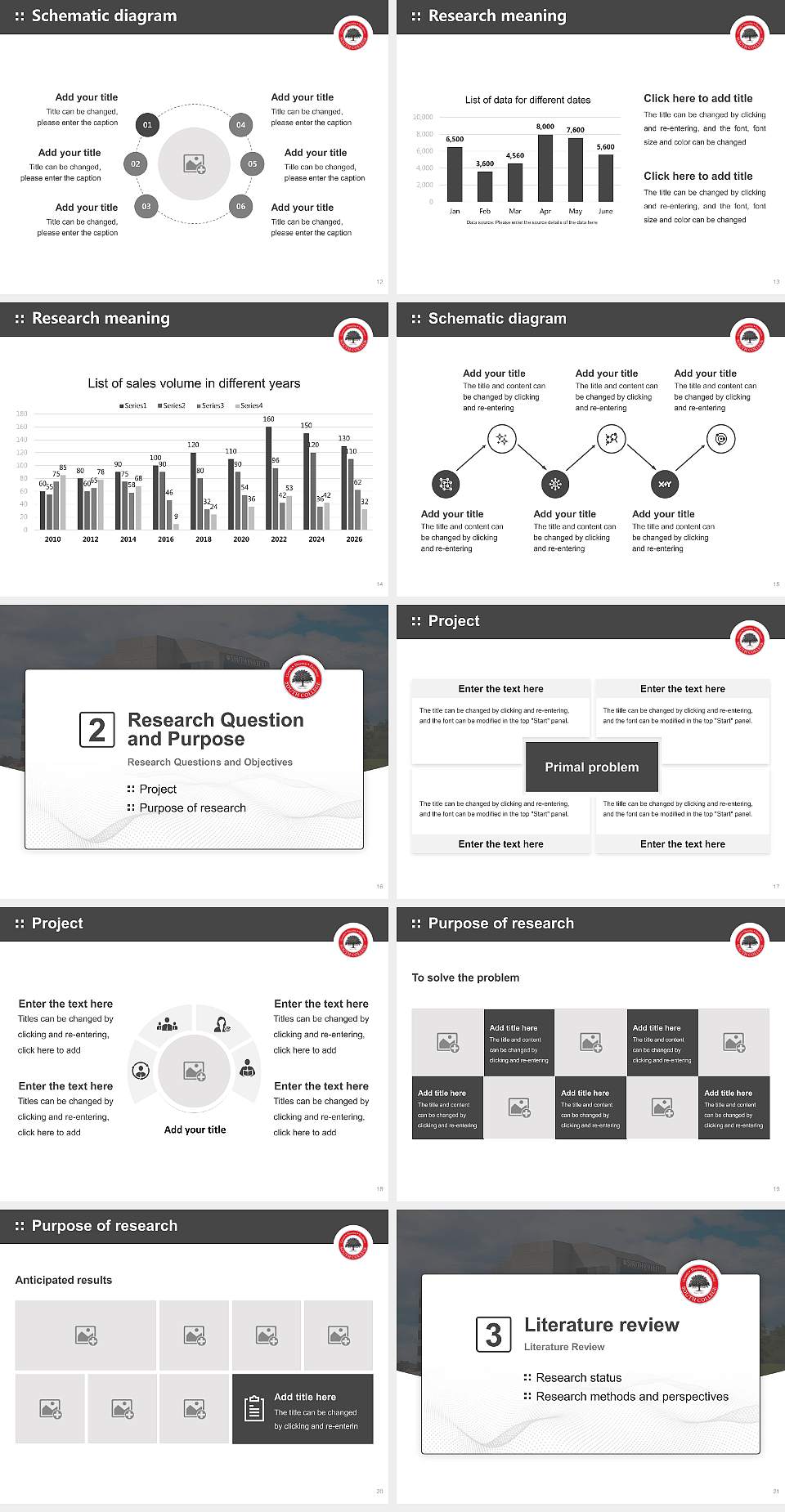 South College Nashville school Graduation Thesis Defense PPT Template4:3 ratio PPT effect preview image3