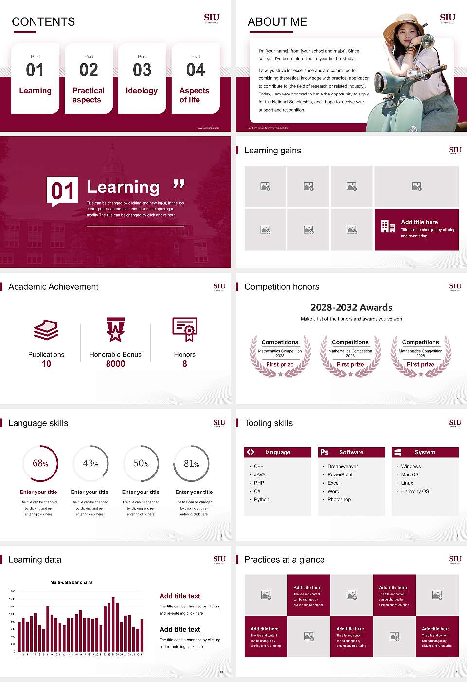 Southern Illinois University-Carbondale National Scholarship Defense PPT Template16:9 ratio PPT effect preview image2