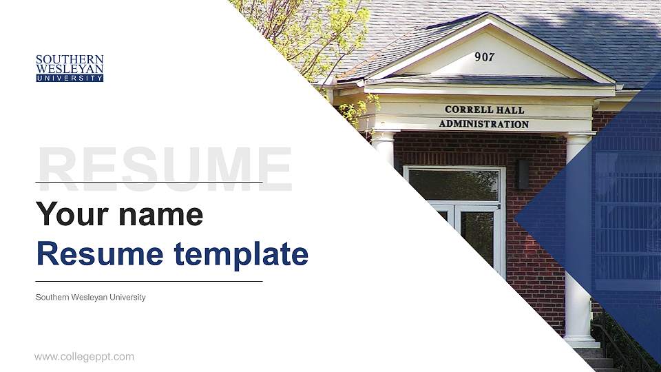 Southern Wesleyan University Resume PPT Template16:9 ratio PPT effect preview image