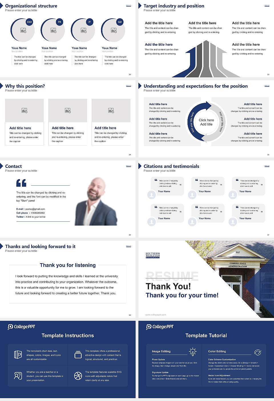 Southern Wesleyan University Resume PPT Template16:9 ratio PPT effect preview image4