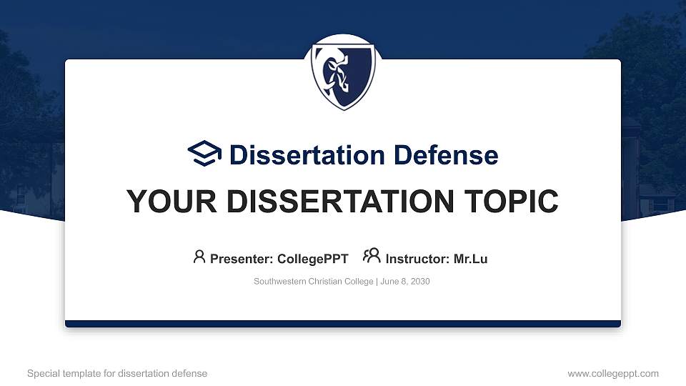 Southwestern Christian College Graduation Thesis Defense PPT Template16:9 ratio PPT effect preview image1
