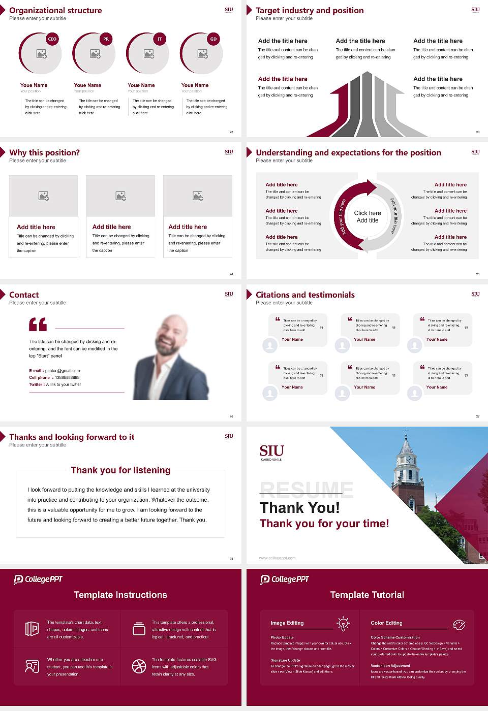 Southern Illinois University-Carbondale Resume PPT Template16:9 ratio PPT effect preview image4