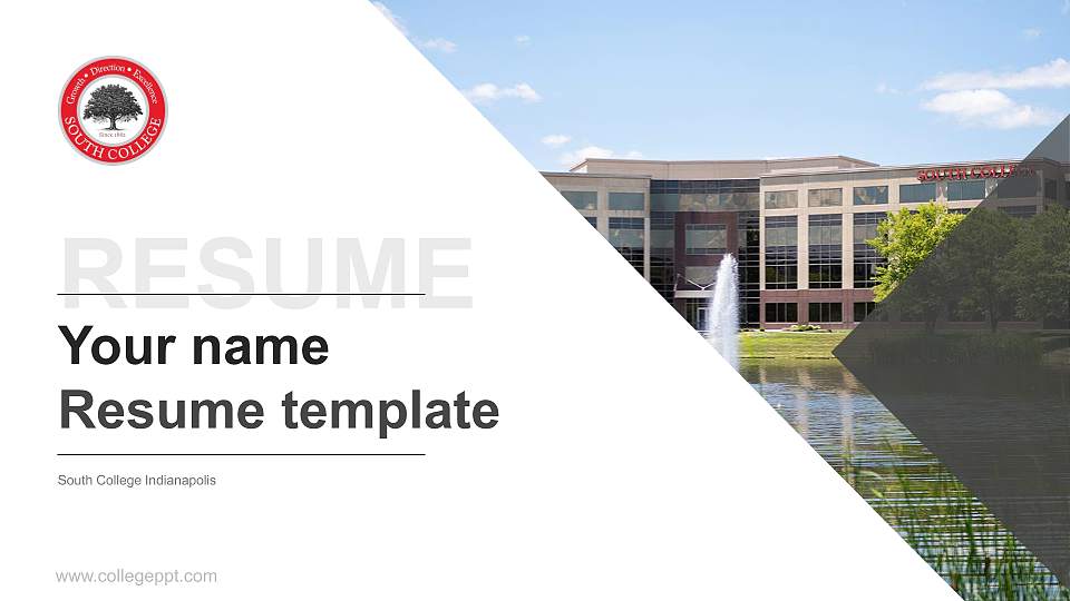 South College Indianapolis Resume PPT Template16:9 ratio PPT effect preview image