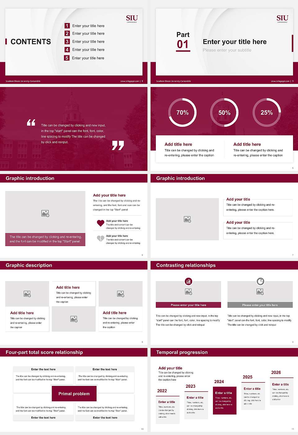 Southern Illinois University-Carbondale Thesis Proposal/Graduation Defense PPT Template16:9 ratio PPT effect preview image2