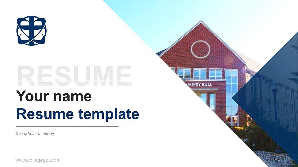 Spring Arbor University Resume PPT Template16:9 ratio PPT effect preview image