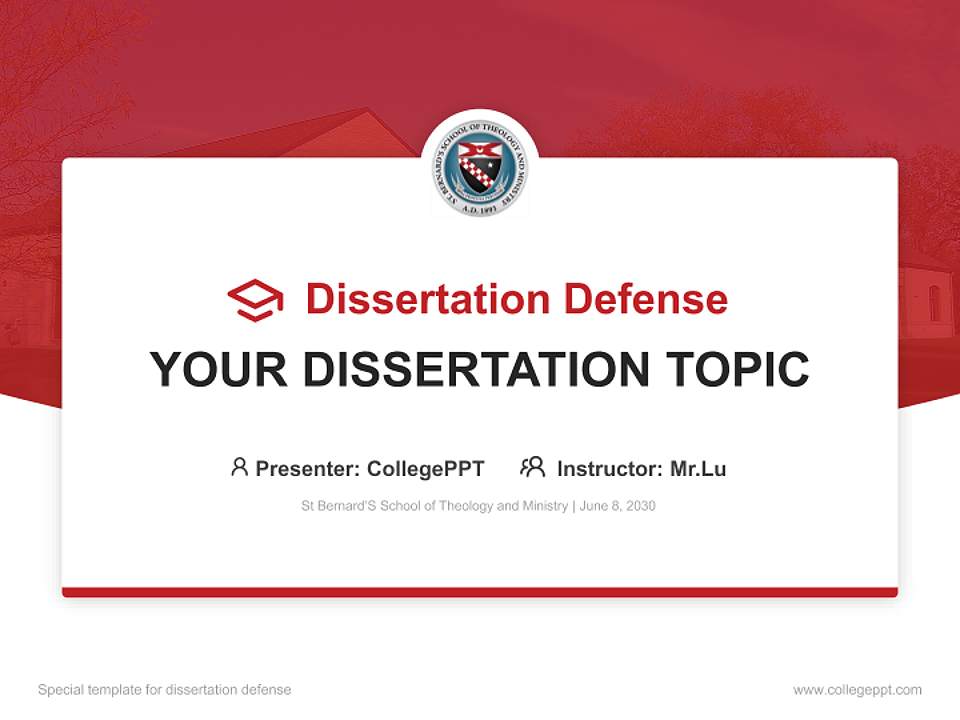 St Bernard’S School of Theology and Ministry Graduation Thesis Defense PPT Template4:3 ratio PPT effect preview image7