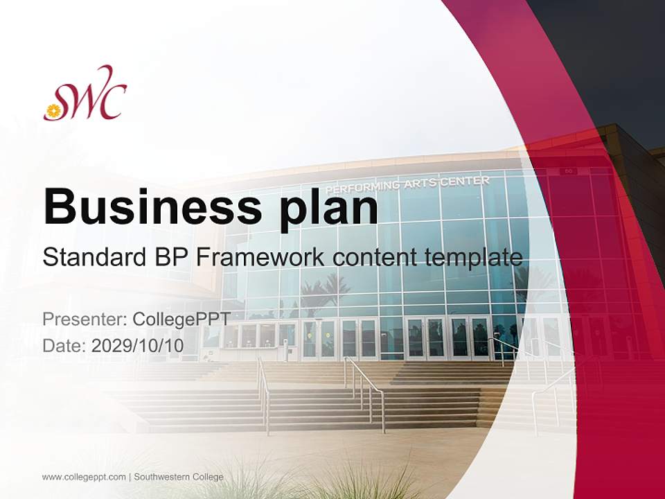 Southwestern College Competition/Entrepreneurship Contest PPT Template4:3 ratio PPT effect preview image9