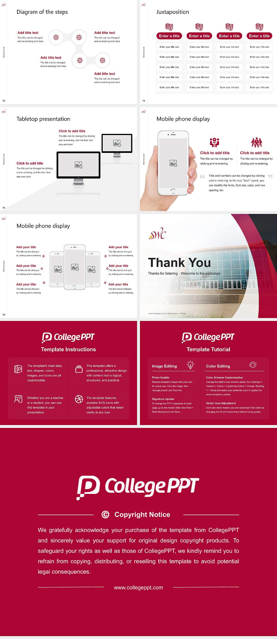 Southwestern College Competition/Entrepreneurship Contest PPT Template4:3 ratio PPT effect preview image9