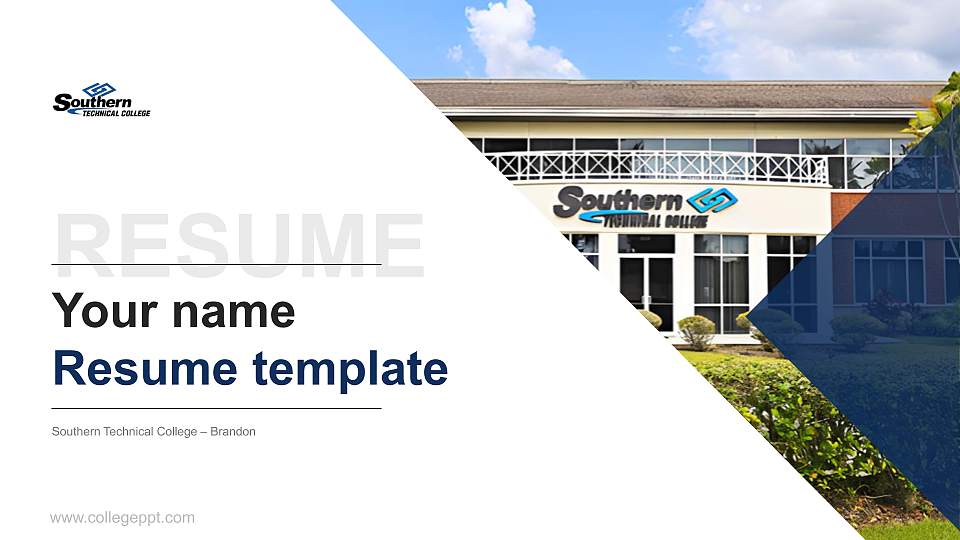 Southern Technical College – Brandon Resume PPT Template16:9 ratio PPT effect preview image